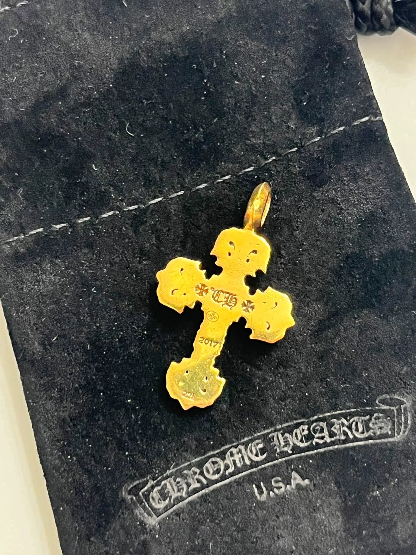 Chrome Hearts 9-Diamond Flame Cross Pendant
