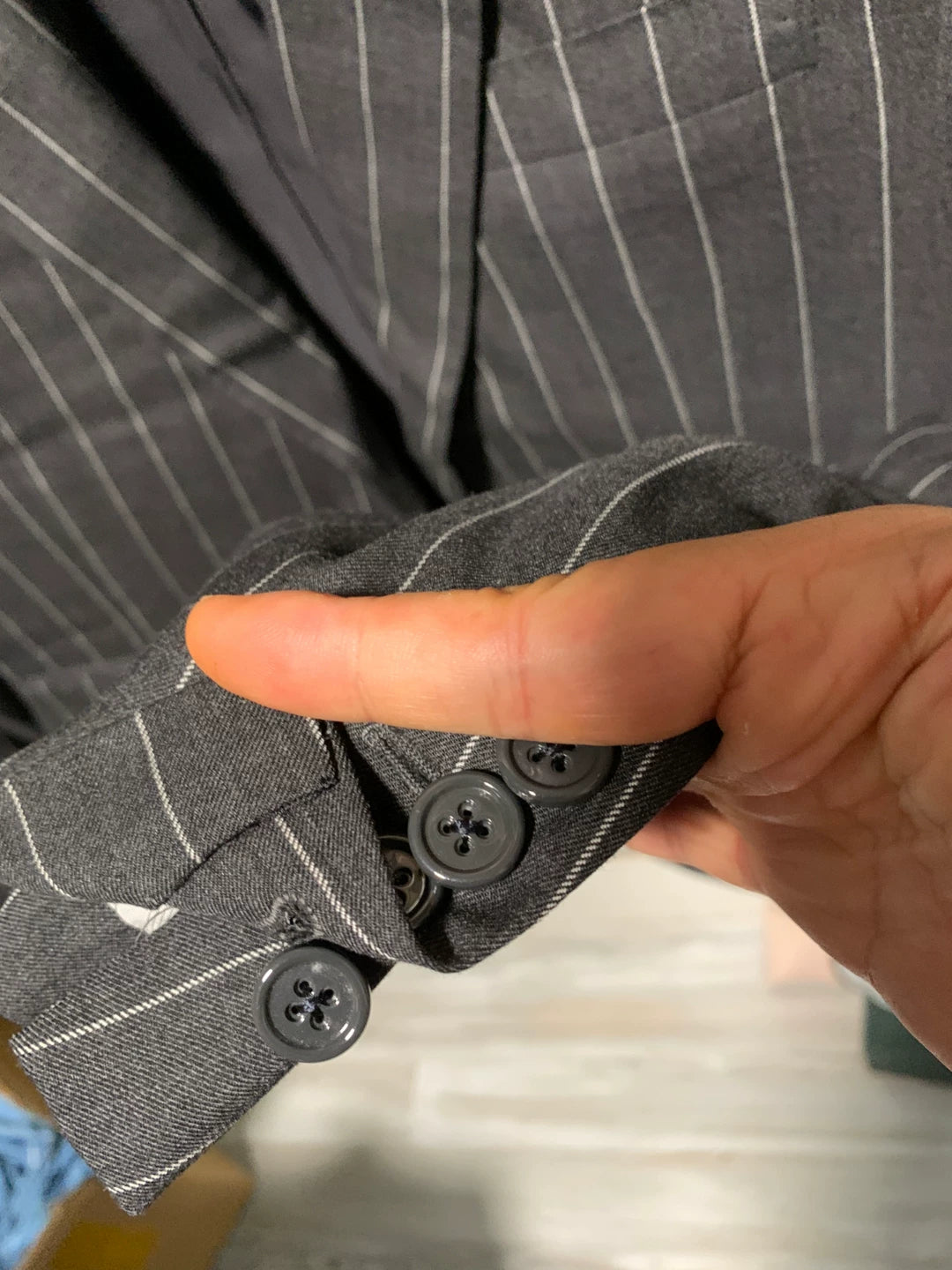 ralph lauren custom tailored gray striped blazer