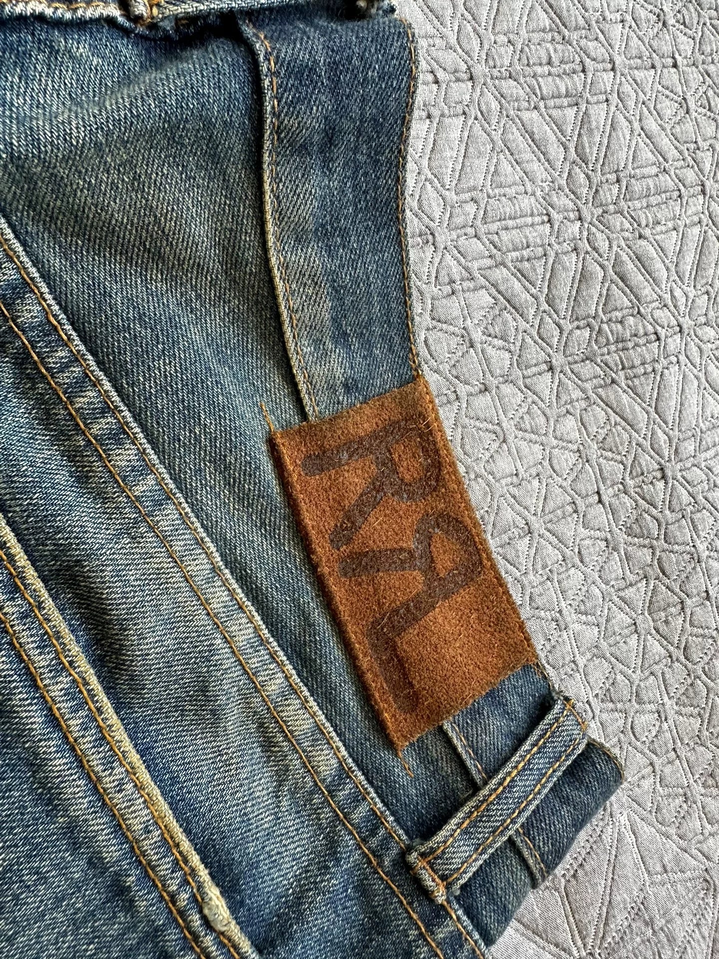 RRL Selvedge Distressed Patchwork Jeans