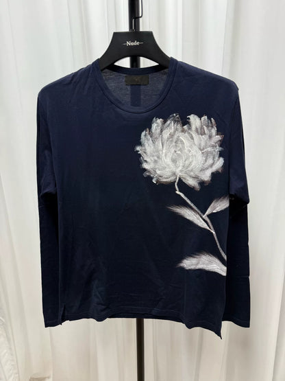 yohji yamamoto men's painted flower long sleeve shirt