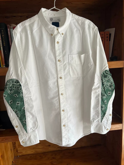 white drop sleeve shirt with paisley design