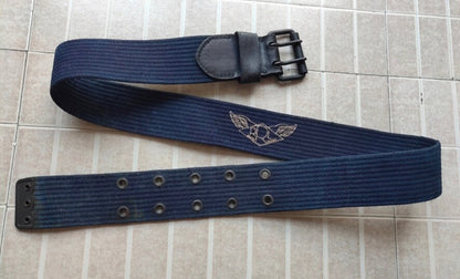 Rare RRL Navy Canvas Leather Belt