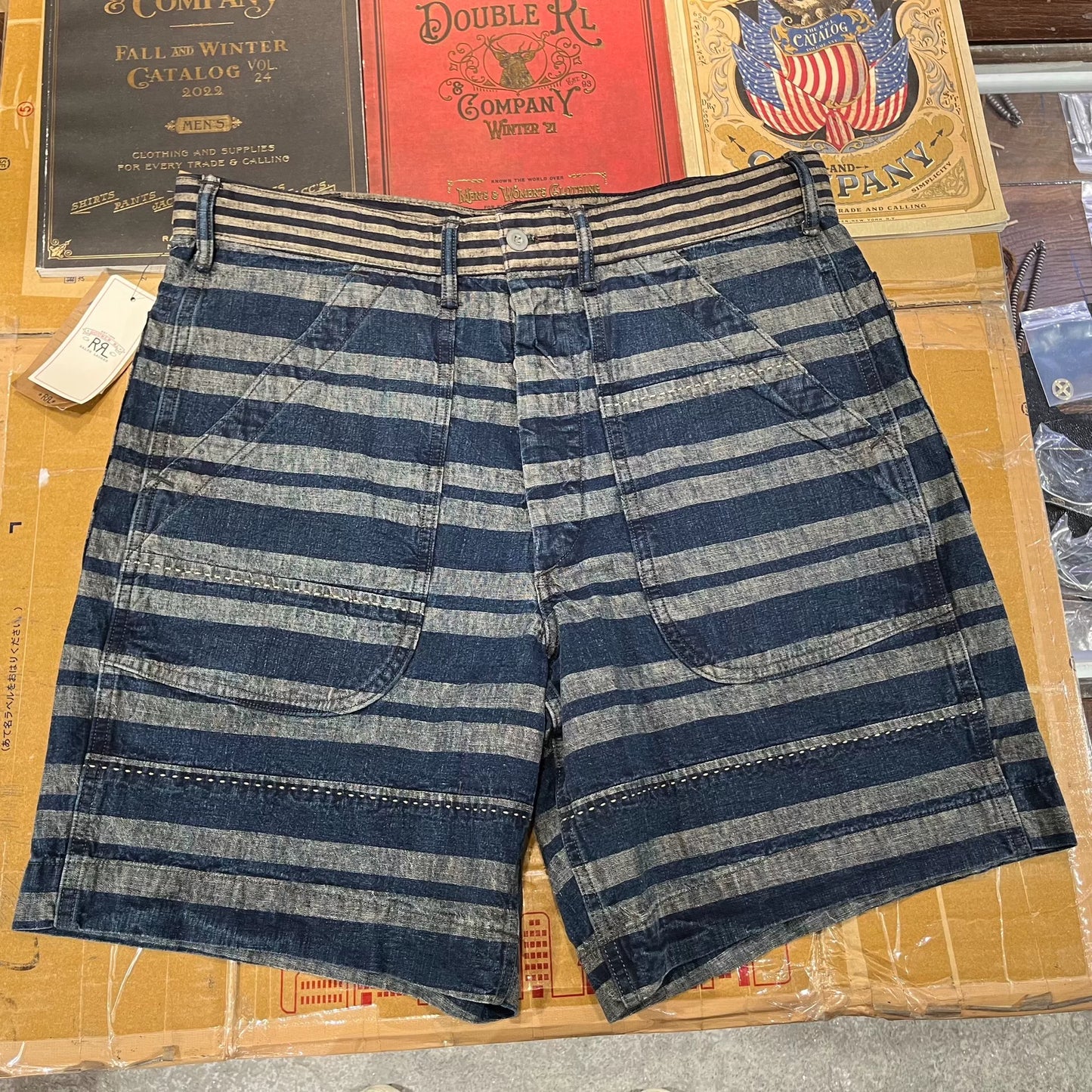 RRL Indigo Striped Shorts for Summer