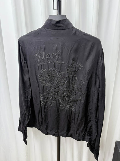 comme des garcons black embroidered silk jacket