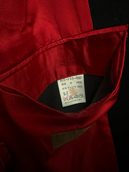 black wool and silk reversible coat