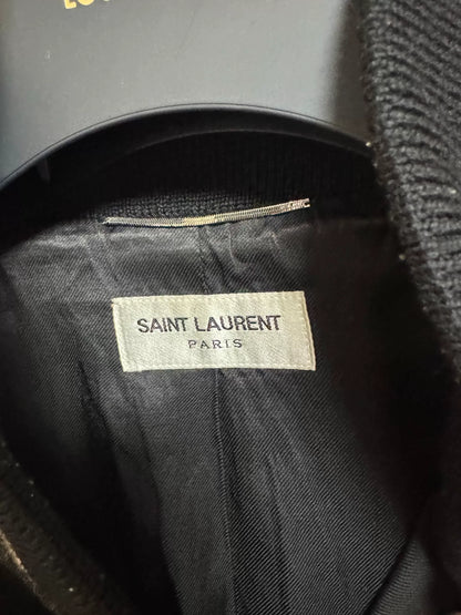 Saint Laurent Black Wool Leather Jacket