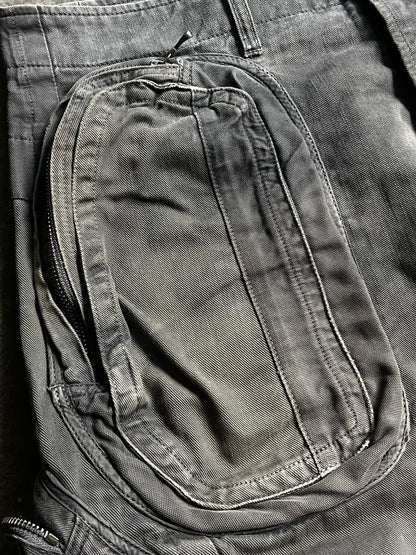 distressed gray tactical cargo pants