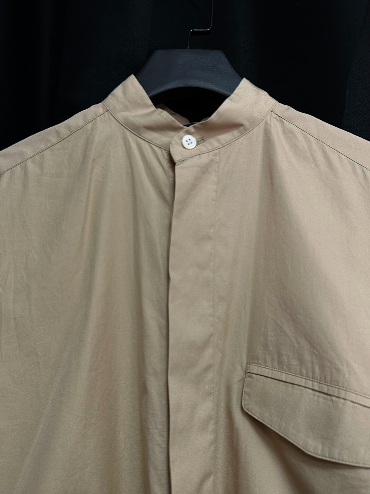 issey miyake 1980s beige stand-collar shirt