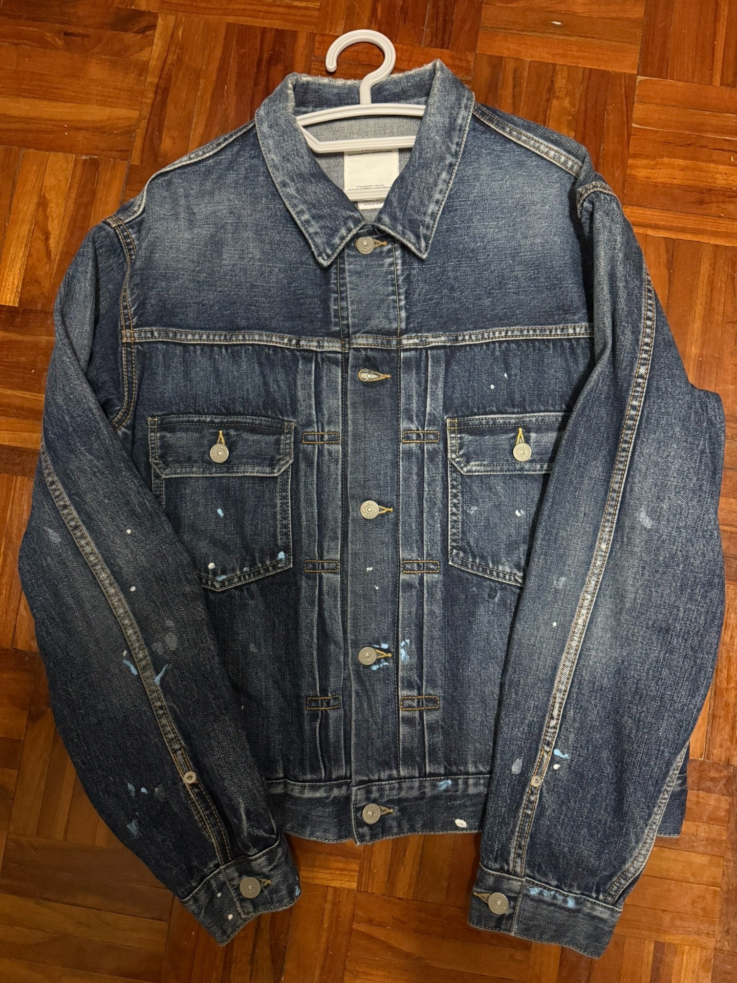 VISVIM Blue Denim Paint Splatter Jacket