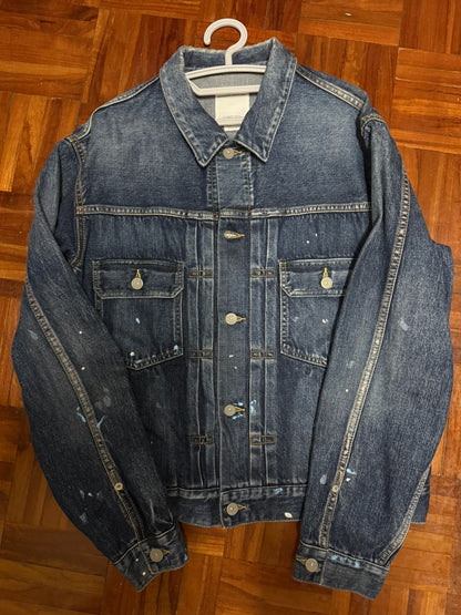 VISVIM Blue Denim Paint Splatter Jacket
