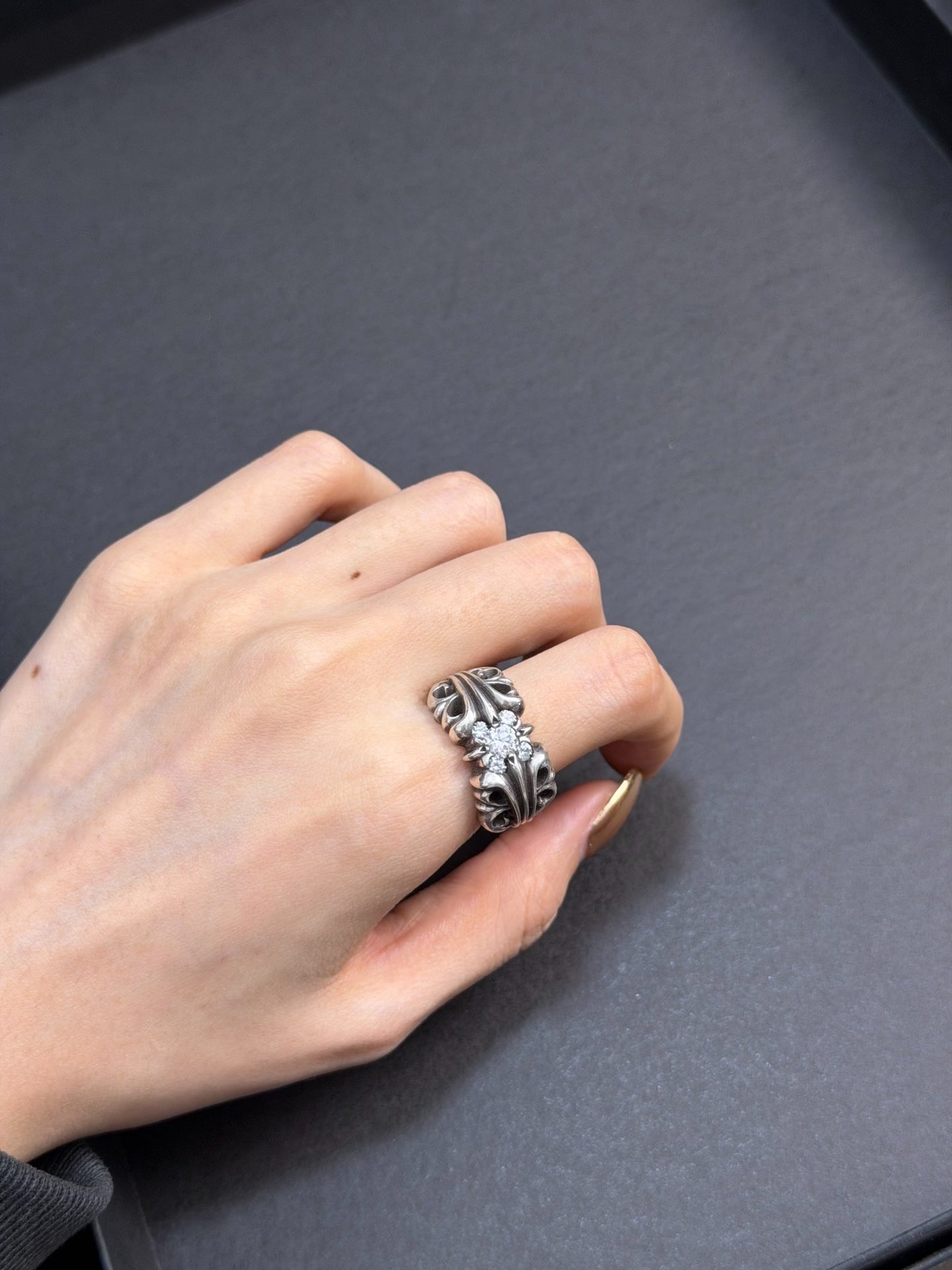 Chrome Hearts K&T Five Diamond Ring