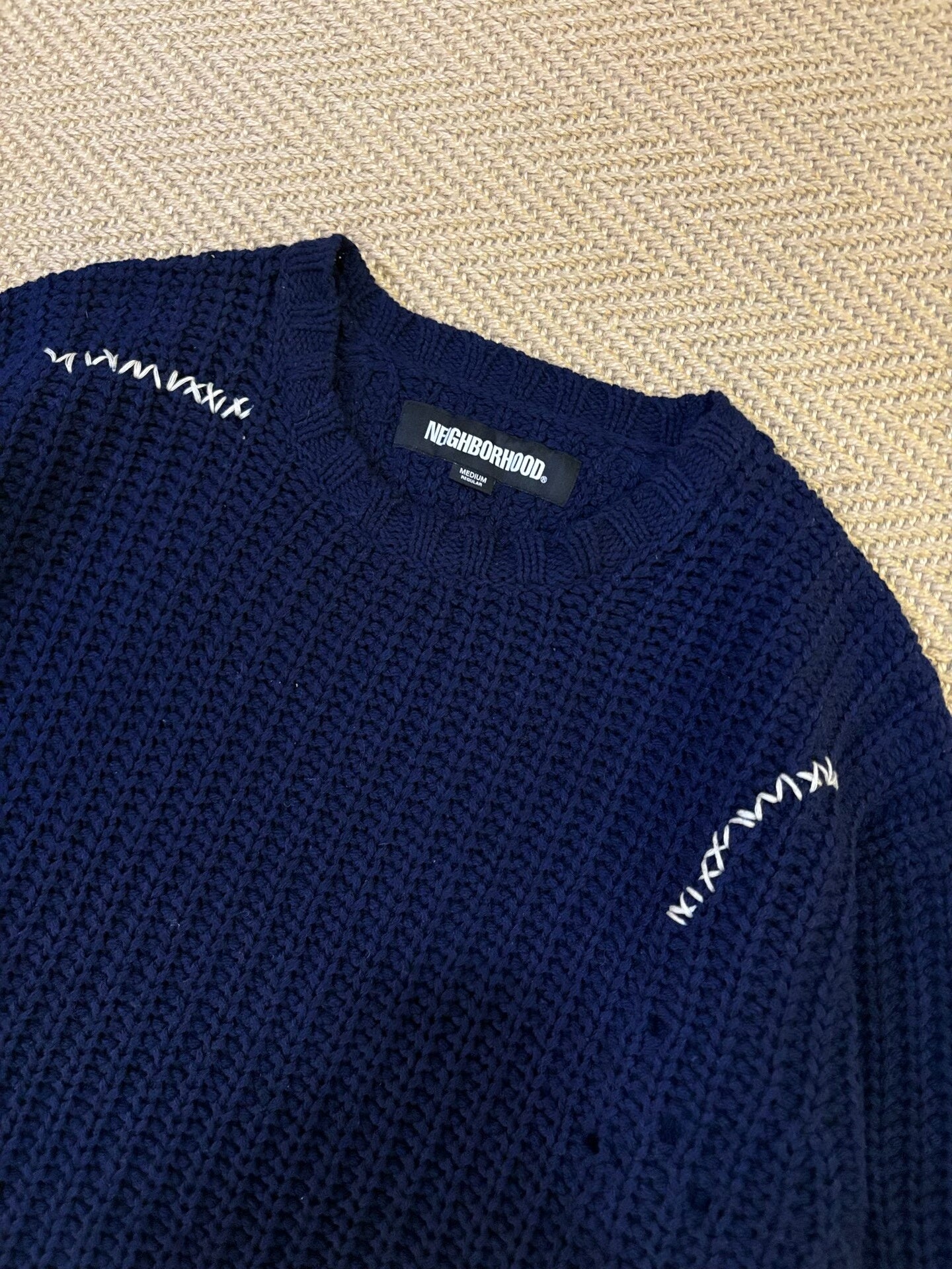 navy blue oversized crewneck sweater