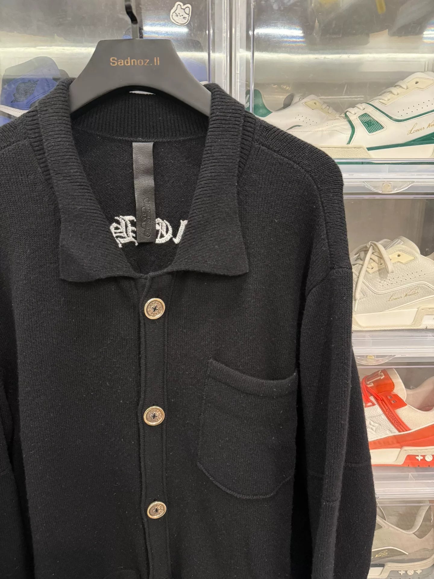 Chrome Hearts Cross Leather Patch Cashmere Cardigan