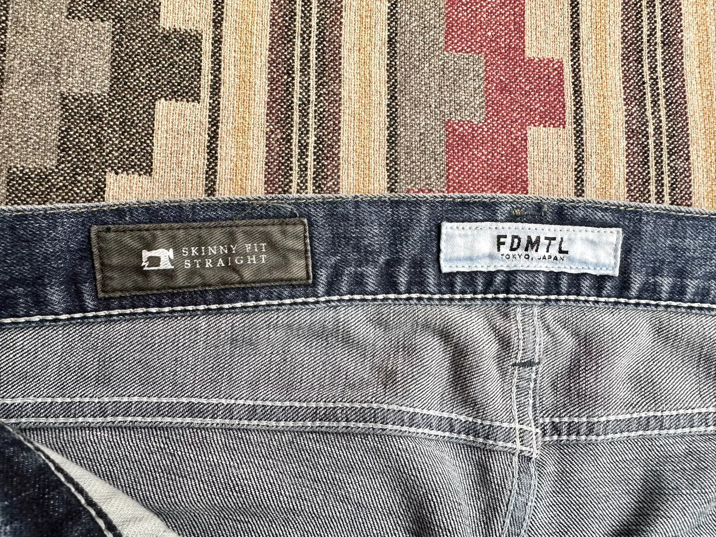 fdmtl skinny fit straight jeans vintage style