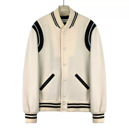 Yves Saint Laurent Cream Baseball Jacket