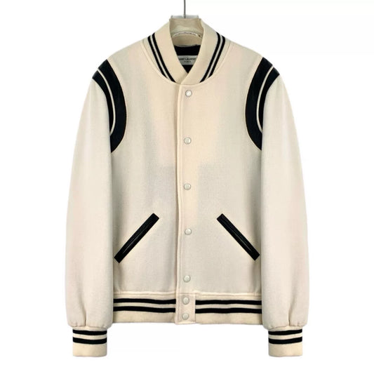 Yves Saint Laurent Cream Baseball Jacket