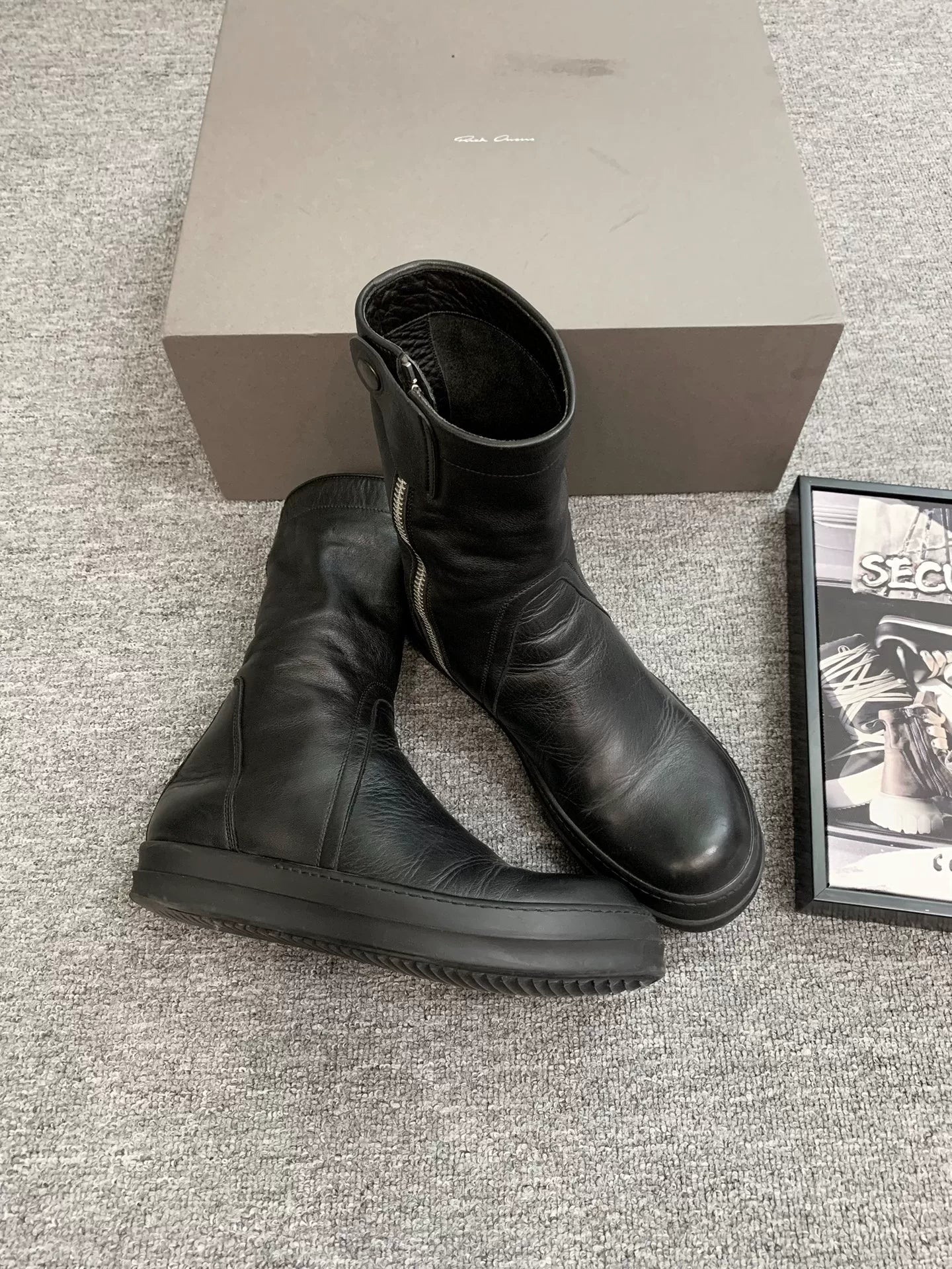 Rick Owens 15FW Calf Leather Zip Boots