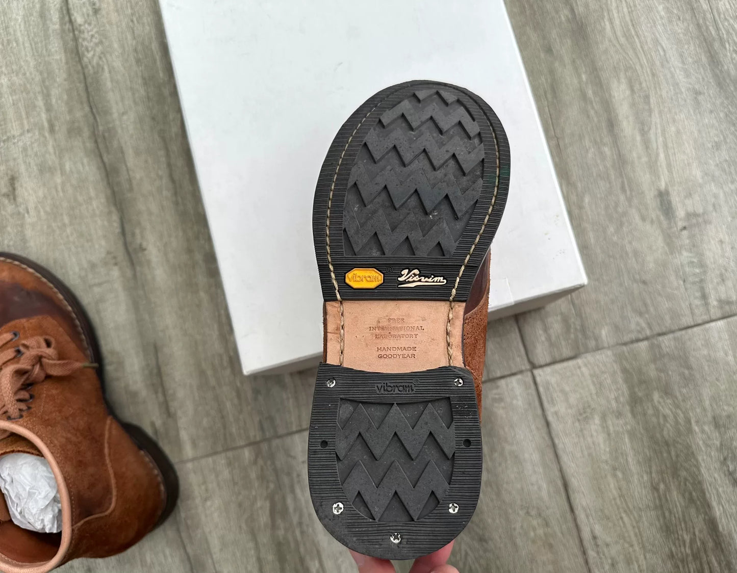 visvim brigadier boots with leather detailing