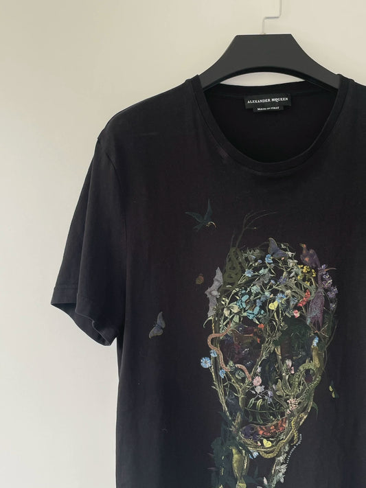 alexander mcqueen skull and flower t-shirt