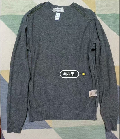 YSL Gray Wool Cable Knit Sweater