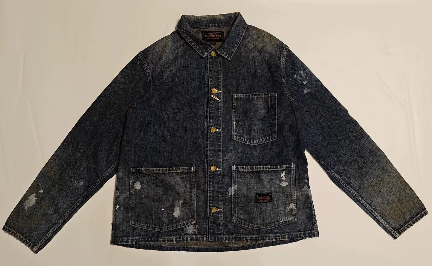 vintage faded ink splatter denim shirt