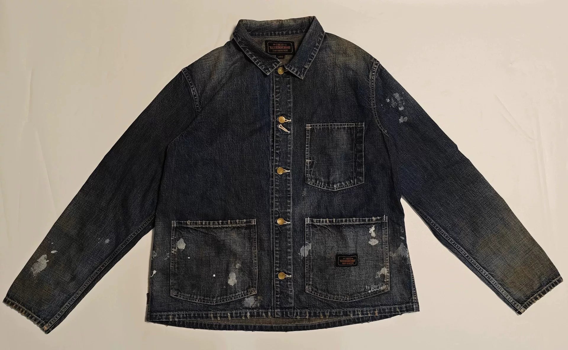 vintage faded ink splatter denim shirt