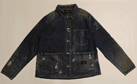 vintage faded ink splatter denim shirt
