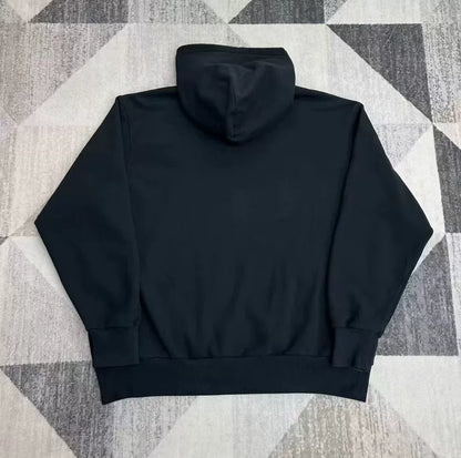 black oversized hoodie with double zipper