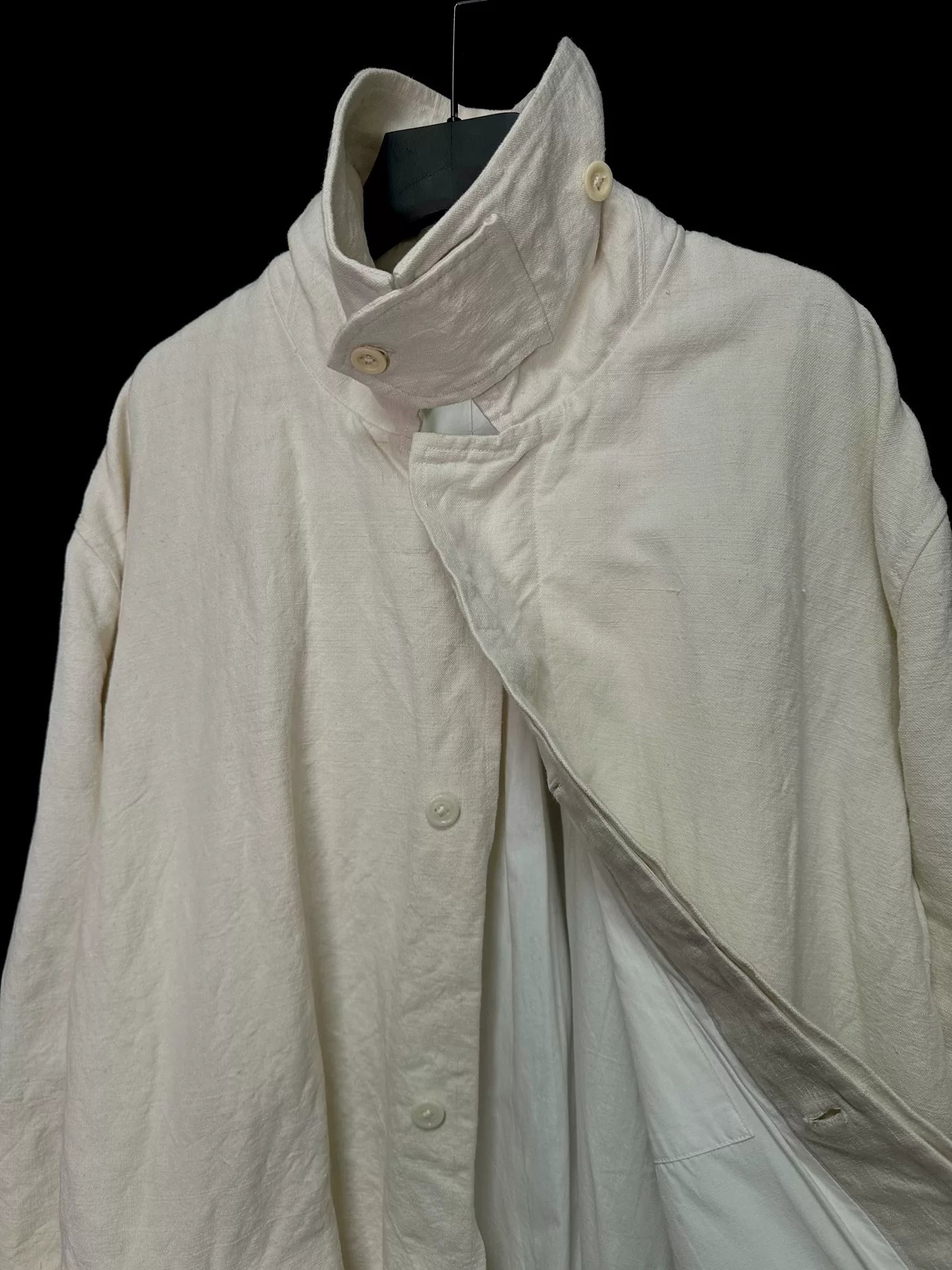 andrew driftwood tea-dyed linen coat