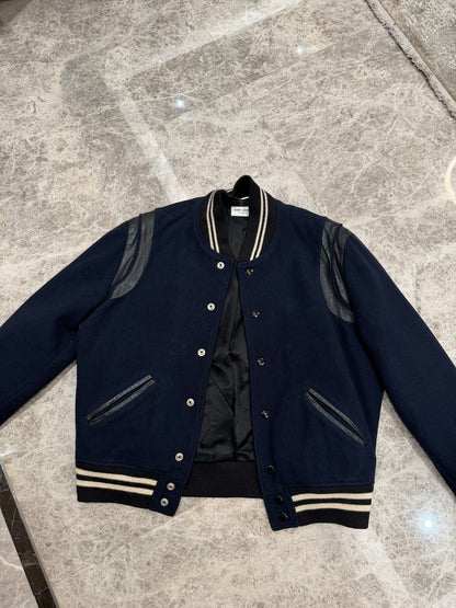 Saint Laurent Varsity Jacket Leather Sleeves