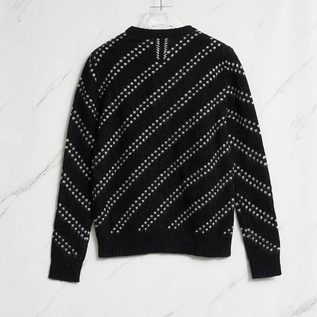 Saint Laurent Men's Black Zigzag Knit Sweater