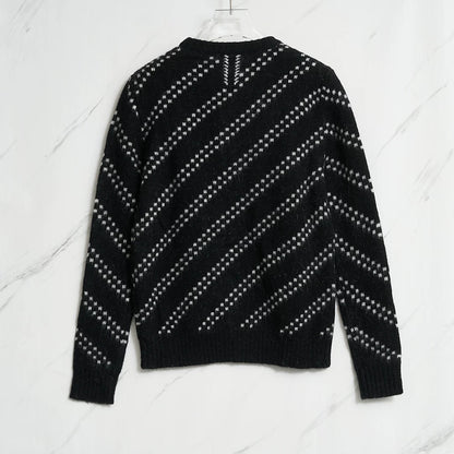 Saint Laurent Men's Black Zigzag Knit Sweater