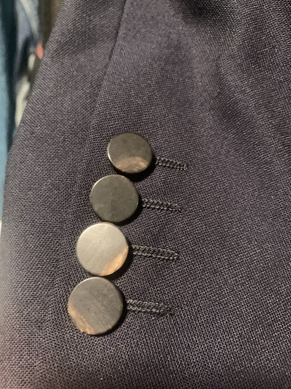 elegant dark blue wool suit jacket