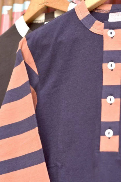 striped henley long sleeve sweatshirt for men