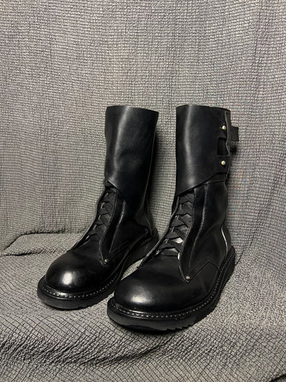 rick owens high-top leather military boots