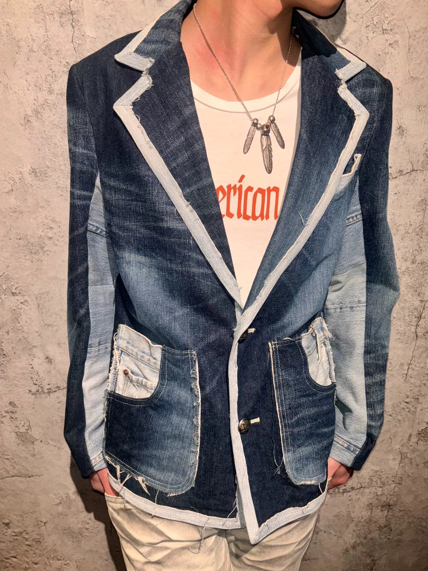 denim blazer with modern design features