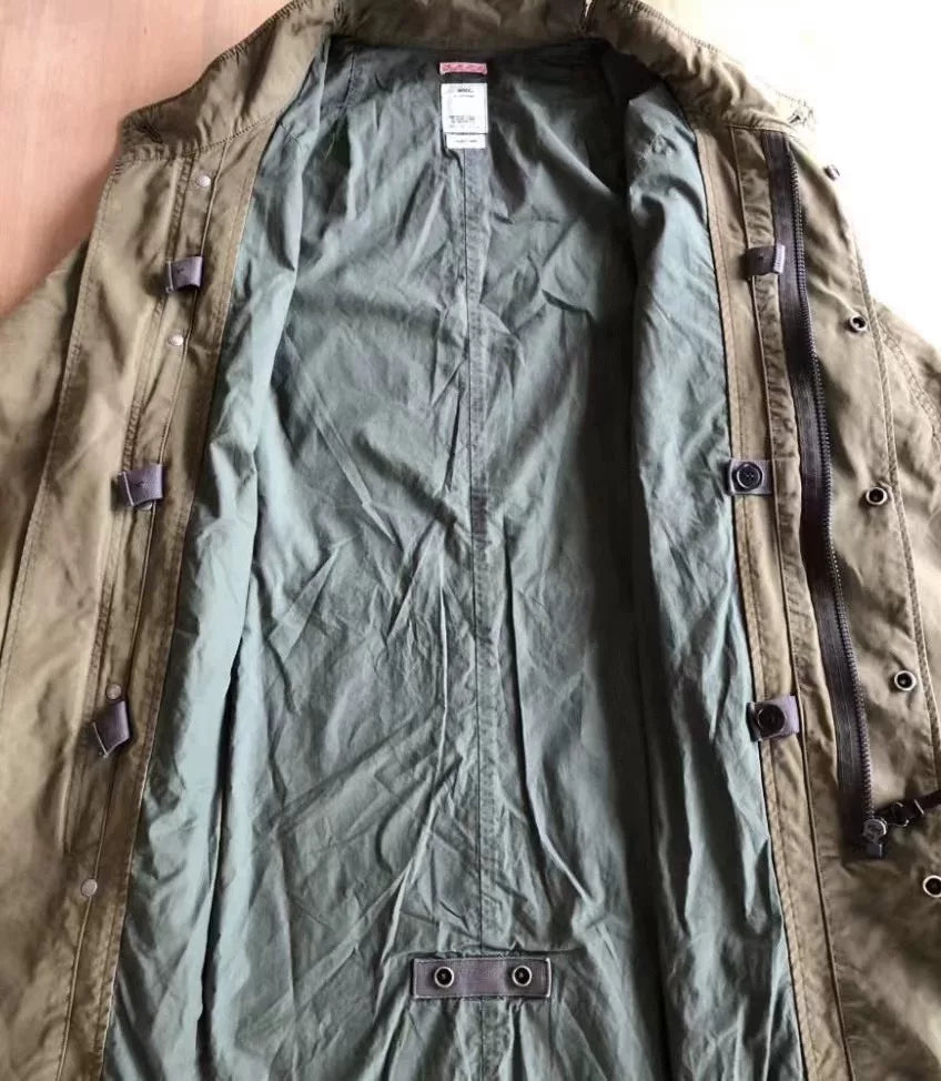 visvim six-five parka in olive green