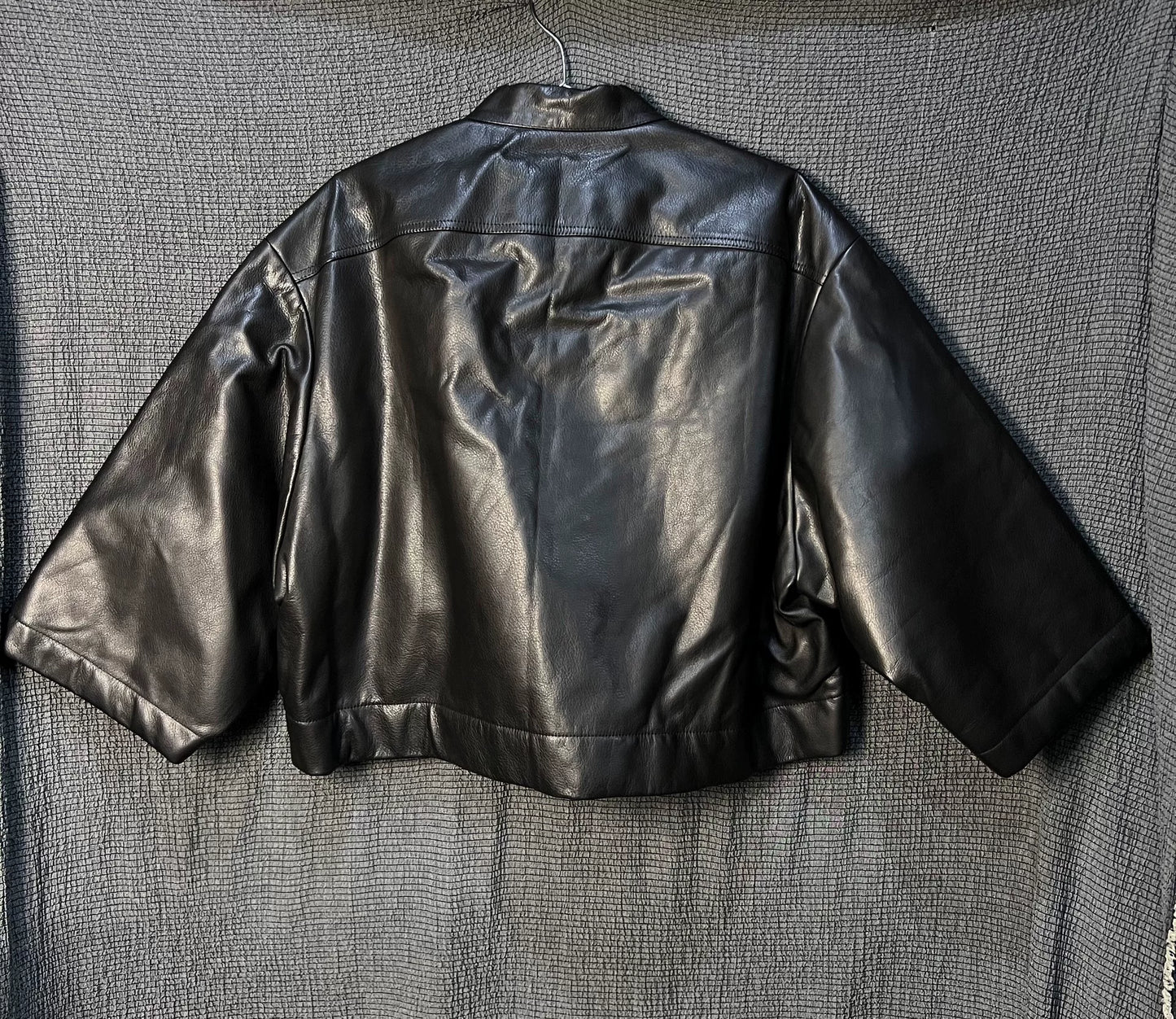 rick owens black leather cropped jacket