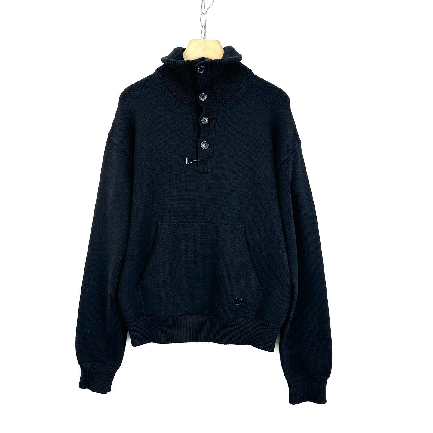 Louis Vuitton Black Polo Collar Wool Sweater