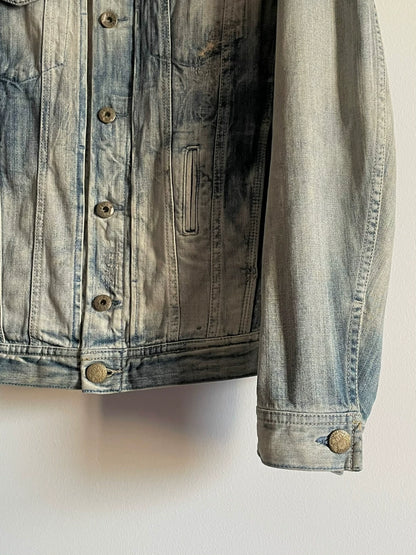 diesel yellow mud distressed denim jacket