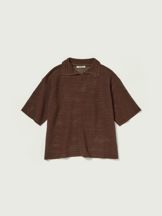 AURALEE Tussah Silk Cotton Mesh Knit Tee