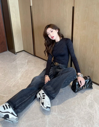 balenciaga black gray long sleeve shirt