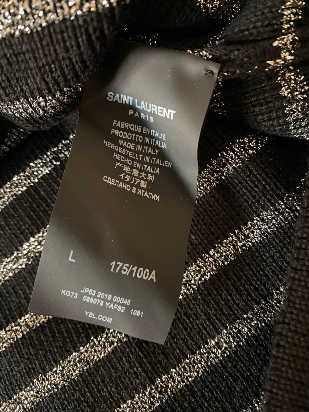Saint Laurent Men's Silver Stripe Wool Sweater