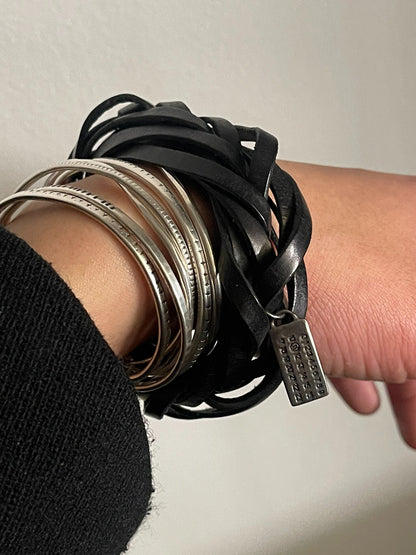 Maison Martin Margiela Leather Bracelet with Silver Tag