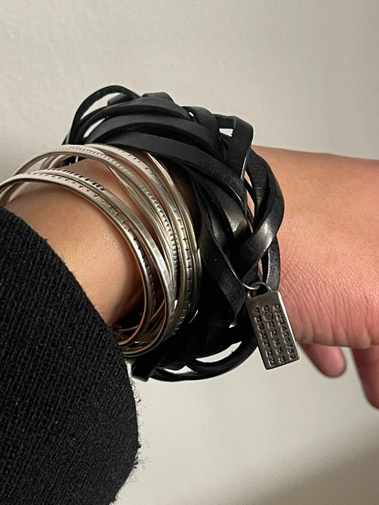 Maison Martin Margiela Leather Bracelet with Silver Tag