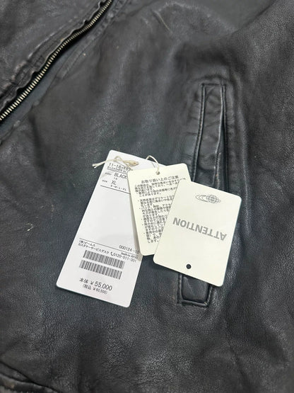 Beams Distressed Sheepskin Leather Jacket XL