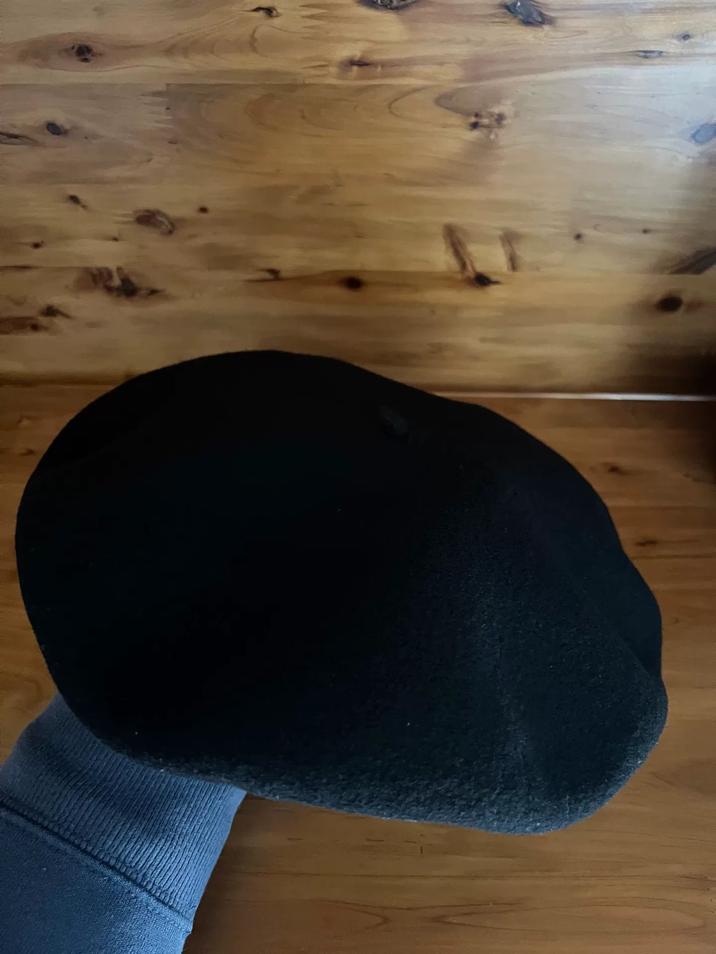 black wool beret hat
