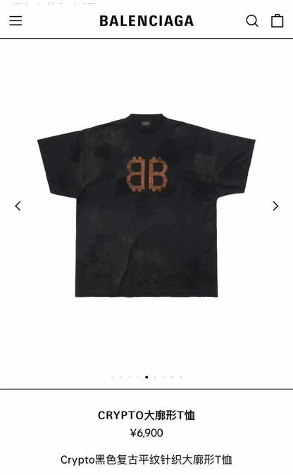 balenciaga black distressed bitcoin logo t-shirt