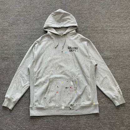 gallery dept gray hoodie with paint splatter