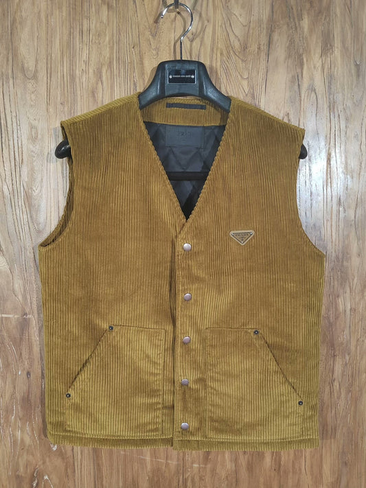 Prada Corduroy Quilted Vest in Beige